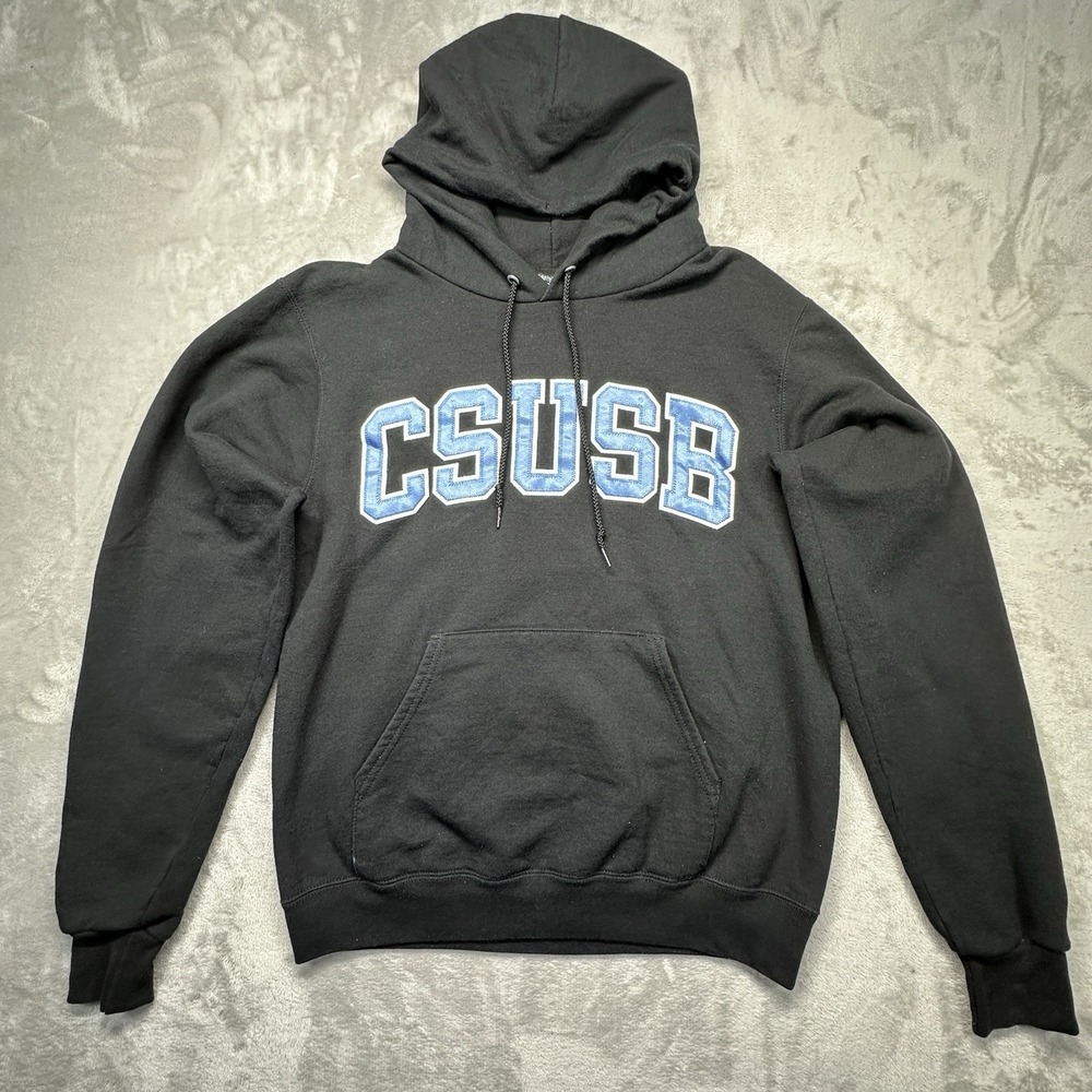 Vintage Champion Hoodie Mens Small Charcoal Gray CSUSB Cal State San Bernardino